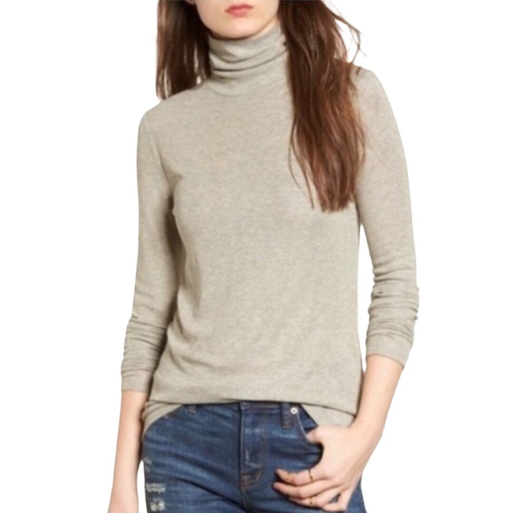 MADEWELL Gray Silver Metallic Night Sparkle Layering Turtleneck Top Size Medium
